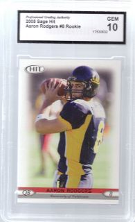   PACKERS GRADED gem 10 SAGE HIT AARON RODGERS CAL GOLDEN BEARS RC #8