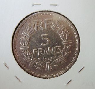 france 1935 5 francs nickel coin a lavrillier shipping us $ 4 99 
