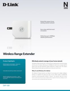 Link DAP 1320 Wireless Range Extender N300 (Wall Wart design)