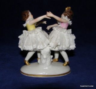 Ackerman & Fritze Dresden Lace Double Ballerina Girl Figurine