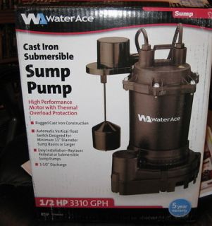  HP Cast Iron Submersible Sump Pump Model R5V Myers Water Ace