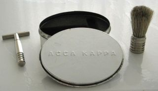 Acca Kappa Traveling Shaving Brush Razor Set Vtg 80s