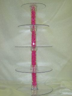 Tier Clear Acrylic Cupcake Cake Centerpiece Stand Pink Tulle