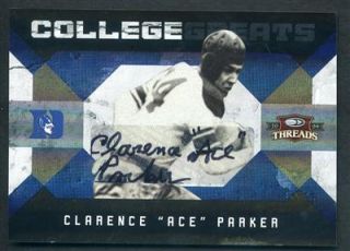 2009 Panini Threads Ace Parker College Greats Auto 75