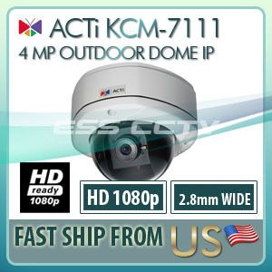 Acti KCM 7111 4 Megapixel Network IP Outdoor Dome Camera HD 1080p Poe 