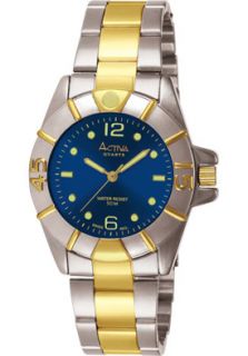 Activa Watch AF022 284 Mens Blue Dial Silver Tone Stainless Steel 