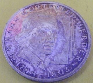 1994 G German 10 Mark Silver Coin Gottfried Herder