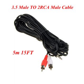   Black 3 5mm Stereo Jack to 2 RCA Male Plug Audio Adapter Cable