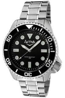 Activa by Invicta SF278 Swiss Black Dial Stainless Steel Mens Bracelet 
