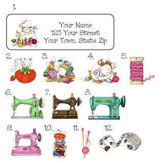 Personalized Vintage Sewing Machine Cats Address Labels