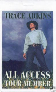 Trace Adkins All Access Laminated Backstage Pass