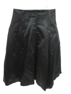 Adam Arnold Black Silk Pleated A Line Skirt Sz M