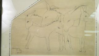   1930 American Artist Martha Adams Drawing Painting of Horses