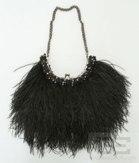 Adrienne Vittadini Black Ostrich Feather Beaded Frame Handbag