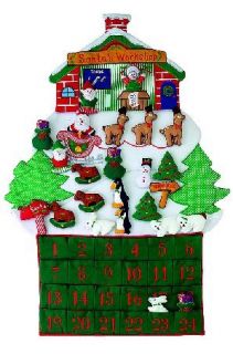 24 Large Santas Workshop Fabric Christmas Advent Calendar