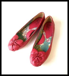 Pink Born B O C Adrianne Leather Flower Ballet Flats Comfort Shoes 