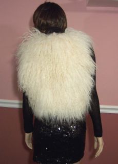 NWT ADRIENNE LANDAU Mongolian Lamb Cropped Fur Vest size MEDIUM