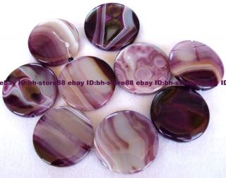 beautiful purple stripe agate flat round beads 38mm