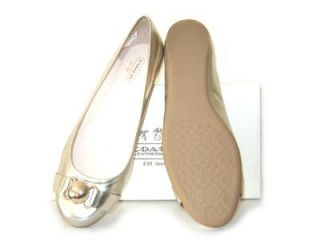 COACH Shoes AERIN MIRROR GOLD LEATHER FLATS NEW 6