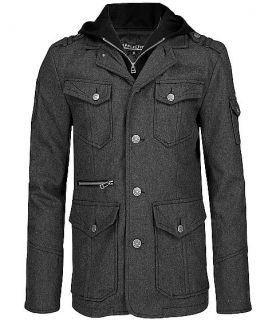 Affliction Mens Black Premium Detection Wool Blazer Charcoal Jacket 