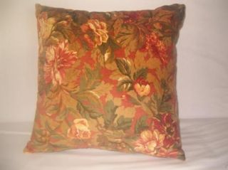 Upholstery Floral Velvet Sofa Pillow Wine Clay 18 x 18