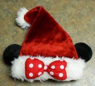   Parks Authentic Minnie Santa Christmas Hat Ears Adult Size