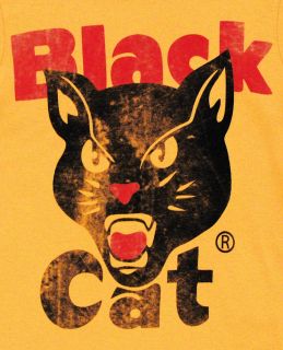 Black Cat Fireworks Logo Vintage Style Adult T Shirt Tee