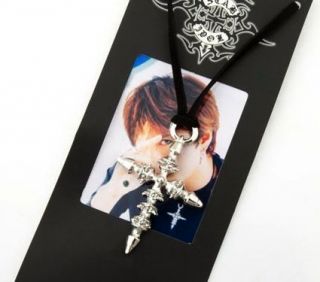 Gackt Collana J Pop J Rock Gothic Punk Necklace Silver Cross Cosplay 