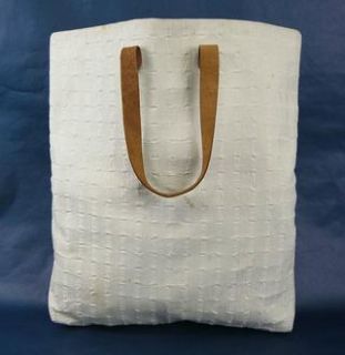 AUTHENTIC HERMES WHITE AHMEDABAD MM COTTON HAND TOTE BAG PURSE