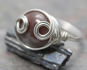  Agate Loop Sterling Silver Wire Wrapped Handcrafted Gemstone Ring 