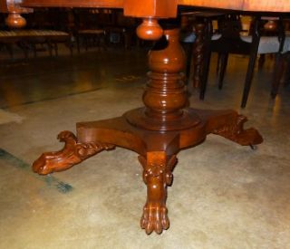 Period Empire Mahogany Drop Leaf Table Clawfeet Drawer on Casters 