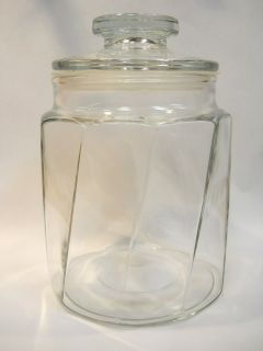 Large Faceted Glass Jar Canister Air Tight Seal 2 Quart 64 Oz