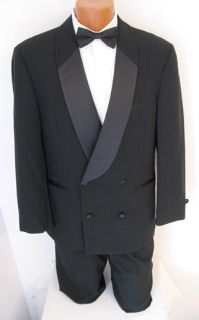 Mens After Six Black Double Breasted Shawl Tuxedo Jacket Black Tie 