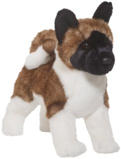   Douglas plush 12 long AKITA stuffed animal dog brown white spitz breed