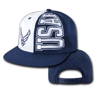 USAF Air Force Wings Flat Bill Snap Back Deluxe Blue Baseball Cap Hat 