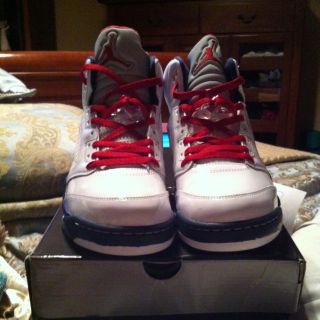 2011 Nike Air Jordan 5 Retro OLYMPIC INDEPENDENCE DAY WHITE RED NAVY 