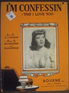 1930 Vintage Sheet Music IM Confessin That I Love You Dinah Shore on 