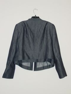 New AKRIS Denim Wool Linen 2 in 1 Crop Polo Jacket Blazer 16
