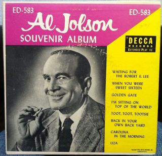 al jolson souvenir album label decca records format 45 rpm 7 ep stereo 
