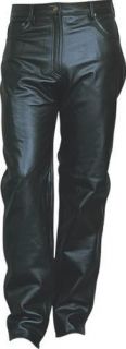 Ladies Womens Black Analine Leather 5 Pocket Jean Style Pants