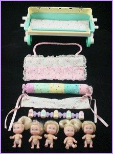 Tyco Quints Lot of 5 Baby Dolls Carriage Stroller Accessories