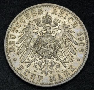 1900, Saxony, Albert. Beautiful Large Silver 5 Mark Crown. XF