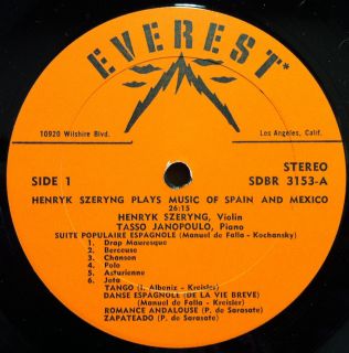 HENRYK SZERYNG music of spain and mexico LP Mint  SDBR 3153 Vinyl 