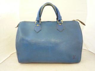 Louis Vuitton Epi Blue Speedy 30 Handbag Purse VI0972