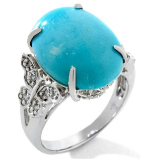 Heritage Gems White Cloud Turquoise Diamond Sterling Silver Butterfly 