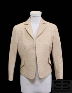 Akris Punto Beige & Cream Striped Wool Jacket Size US6 NEW $1395