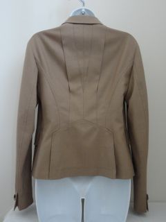 New AKRIS Camel Brown Wool 2 Button Double Back Vent Panel Jacket 10 
