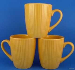 Alco Industries 3 Coffee Latte Mugs Bright Yellow Glaze