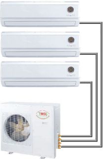 Tri Zone Ductless Mini Split Air Conditioner Heat Pump 9000 + 12000 