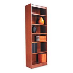 Alera Wood Veneer 6 Shelf Narrow Profile Bookcase Finished Back 24 x 